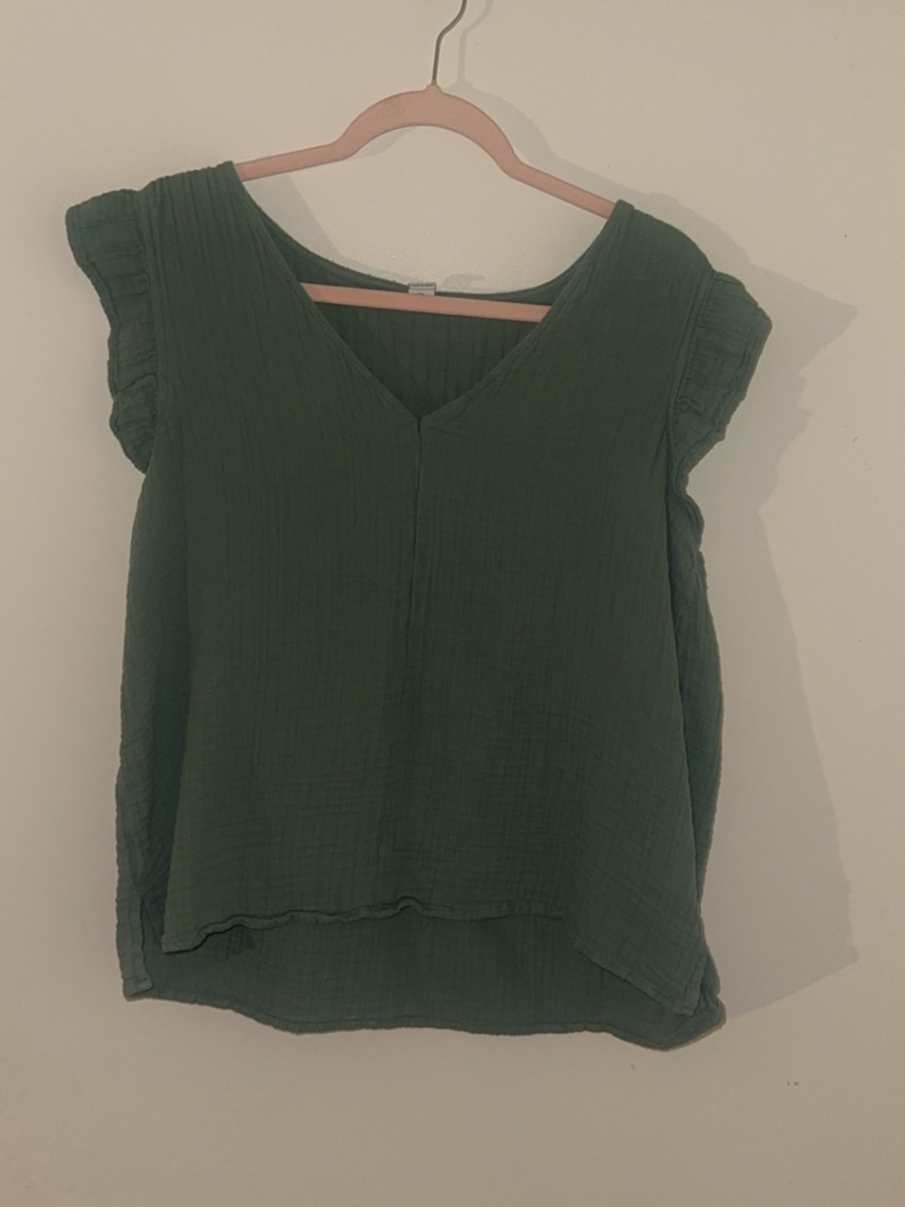 Old Navy Forest Green V-Neck Cap Sleeve Blouse